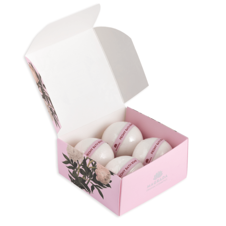 Magrada Luxurious Peony Bath Bombs With Vitamin E, 4 pieces - bioskina